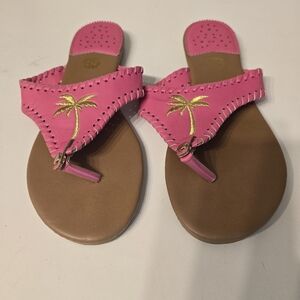 Simply Southern Hot Pink Palm Tree Sandals Size 9